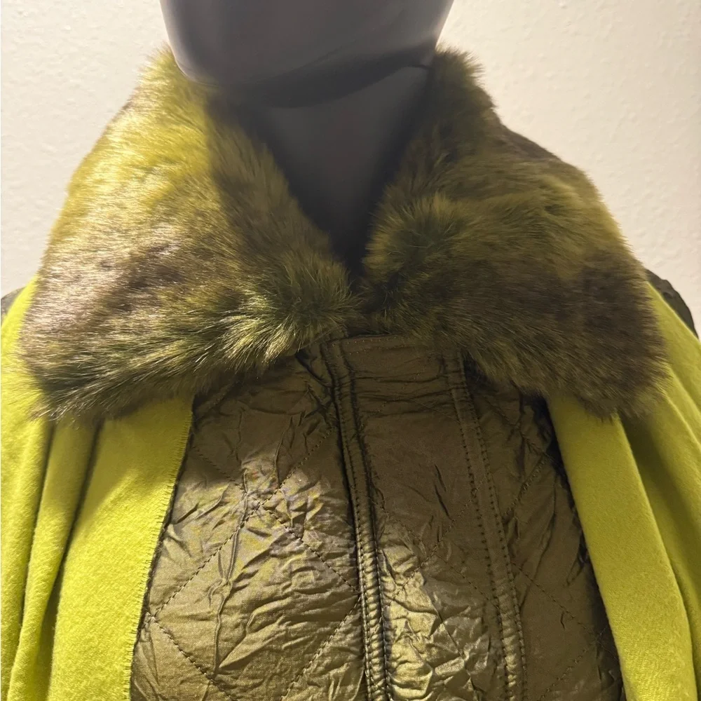 G.G. Pink Women's Removable Faux Fur Collar Crinkle Jacket Size M Full Zip Snap